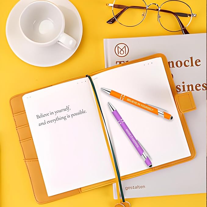 10 Pcs Inspirational Pens Bulk - Motivational Ink Ballpoint Pen with Quotes Stylus Tip Nurse Gifts for School Coworkers Office Supplies Black Ink