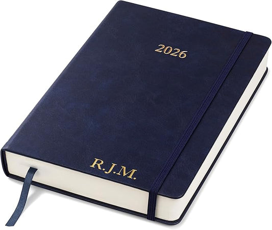 Wykeham's Executive 2026 Daily Journal Planner – US Public Holidays & Format – Customization Available (Personalized Royal Blue, 8.5"×5.5")