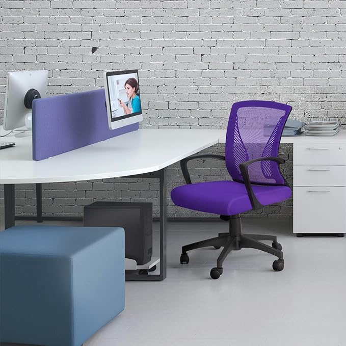 Furmax Office Chair Ergonomic Computer Desk Mesh Chair Mid Back Swivel Lumbar Support with Armrest (2, Violet)