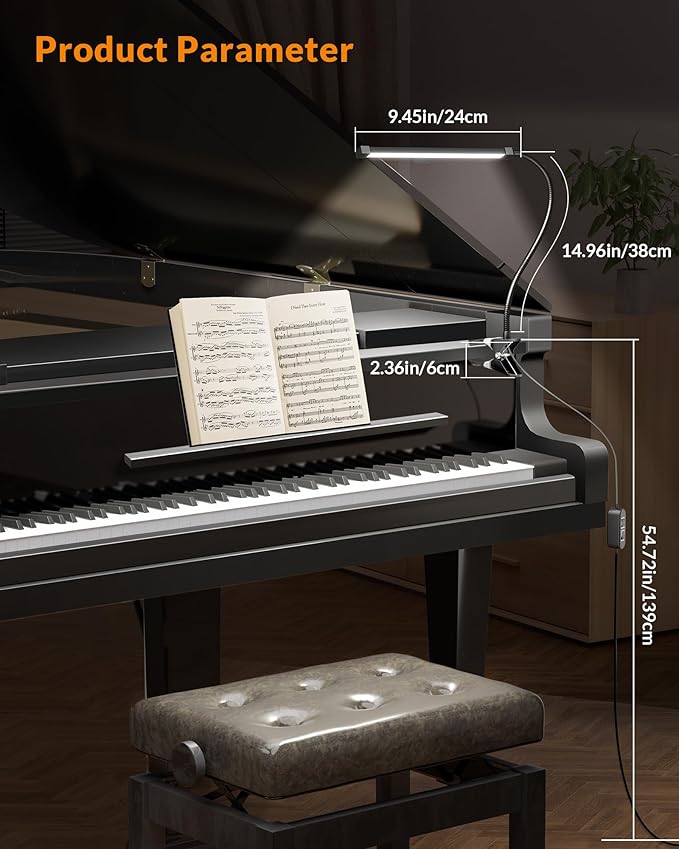 LEPOWER Led Clip on Light, 5W Reading Lights for Books in Bed with Gooseneck, Adjustable Color Temperature Clip Lamp, Ideal for Bedtime Reading and Piano Light, Metal, Black