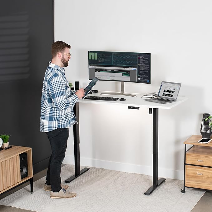 VIVO Electric 71 x 30 in Standing Desk, Memory Height Adjustment, 1B Series, White Top Black Frame, DESK-KIT-1B7W