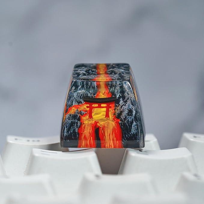 Red Torii Gate Japanese Shrine Artisan Keycap with Volcano R1 SA Profile Custom Keycaps 1U ESC Handmade Gaming Resin Key Cap Cherry MX Switch Compatible Mechanical Keyboard Japan Lover Gift