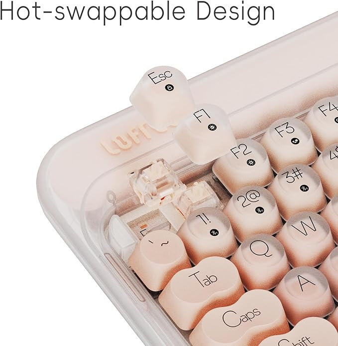 LOFREE DOT Foundation Mechanical Keyboard, 75% Rechargeable Hot-swappable Keyboards with 3 Types Connection for Windows, Mac OS/Pink GATERON Baby Racoon Switches