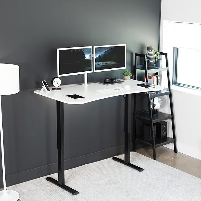 VIVO Electric 63 x 32 in Standing Desk, Memory Height Adjustment, 1B Series, White Top Black Frame, DESK-KIT-1B1W