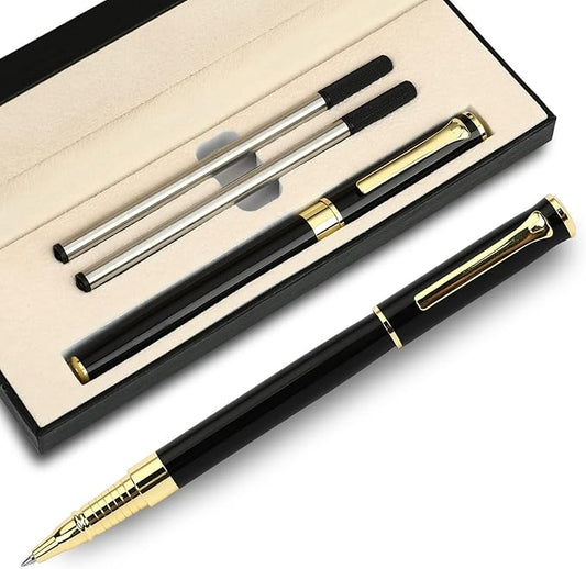 YIVONKA Luxury Ballpoint Pen Black Refill Line width 0.5mm,Best Office Pen Gift for Men & Women Professional Executive,Nice BallPens Classy Gift Box (Black)