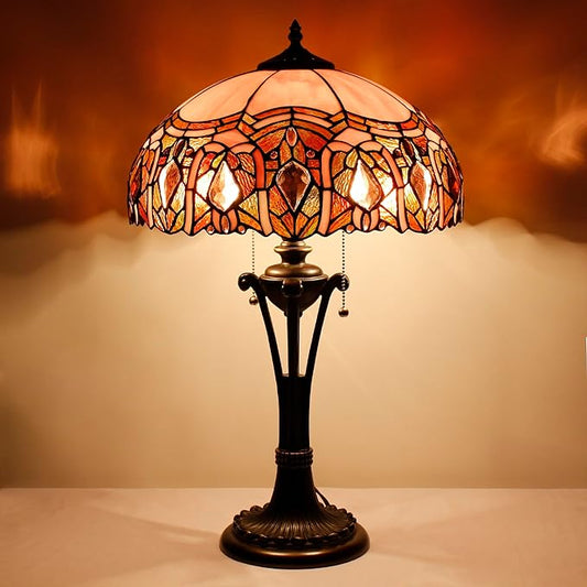 Tiffany Table Lamp Pink Jewelry Stained Glass Desk Lamp 16X16X24 Inches Reading Light