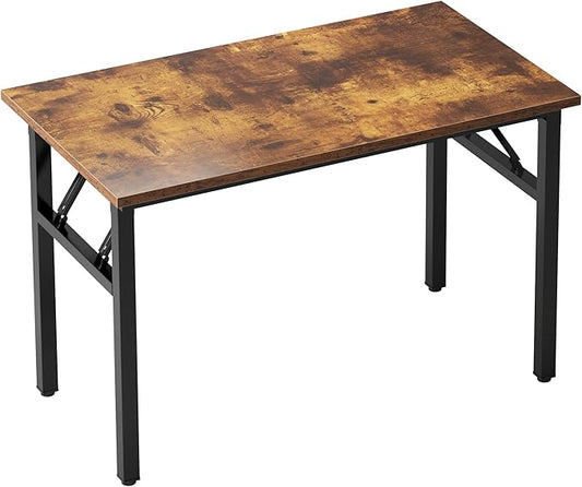 sogesfurniture Computer Desk for Small Space, Office Desk Folding Table, Small Writing Desk Compact Desk Foldable Desk, BHUS-AC5-NEW (39.4 inches, Rustic Brown)