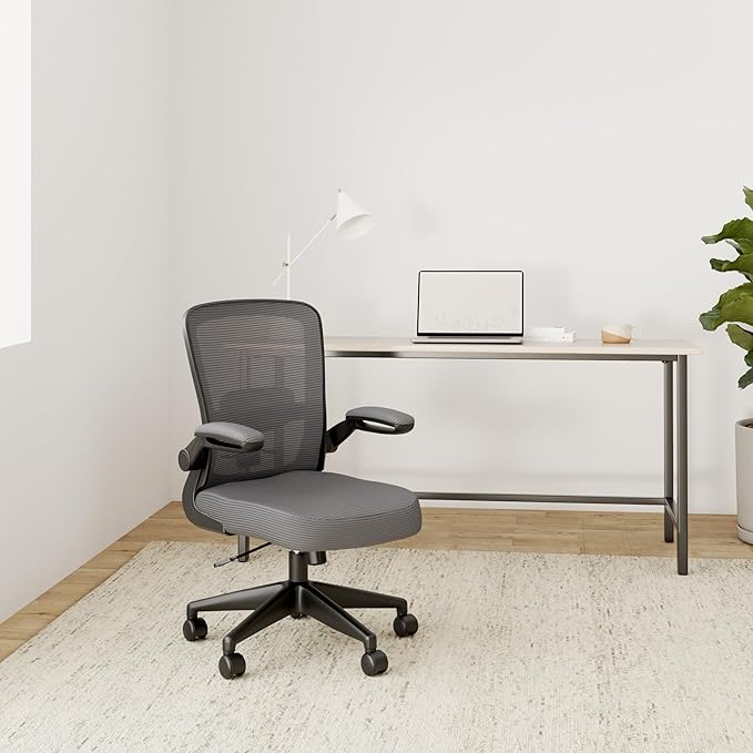 FelixKing Office Chair, Ergonomic Desk Chair Breathable Mesh Chairs Adjustable High Back Lumbar Support Flip-up Armrests, Executive Rolling Swivel Comfy Computer Chairs Home Office Dark Gray