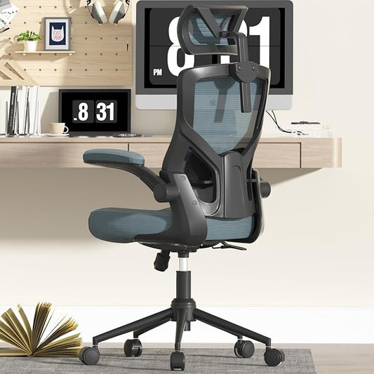 Home Office Chair, Ergonomic Comfy Desk Chair, High Back Computer Chair- Adjustable Headrest with Flip-Up Arms, Lumbar Support, Swivel Executive Task Chair (Modern, Black Coral)