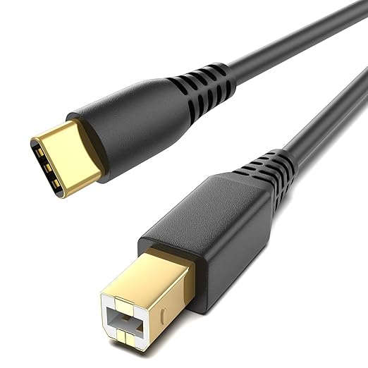 ULIFTUS USB-B to USB-C Printer Cable, 6.6FT Gold-Plated USB Type B to Type C Cord for MacBook Pro/Air HP, USB C MIDI Cable for Yamaha Piano, DJ Controller, Keyboard, Printer