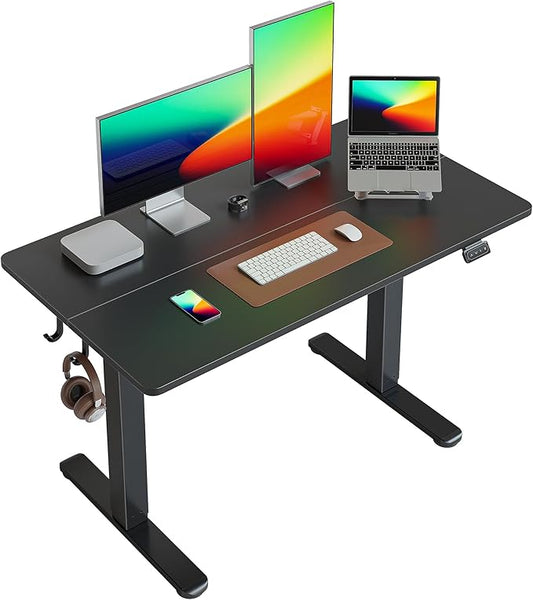 FEZIBO Electric Standing Desk Height Adjustable, 48 x 24 Inches Sit Stand up Desk, Home Office Computer Desk Rising Memory Presets (Black)