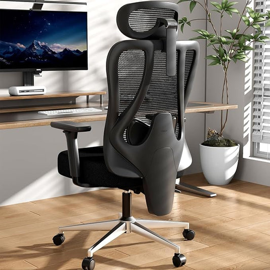 Hbada P3 Pro Ergonomic Office Chair with 2D Adjustable Lumbar Support, Office Desk Chair with 3D Adjustable Headrest and Armrests, 135° Stepless Tilt Function, Black(No Footrest)
