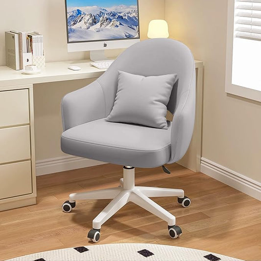 Home Office Chair Velvet Vanity Chairs Cute Makeup Desk Chair with Wheels Mid Back Computer Chairs Height Adjustable Small Swivel Rolling Task Chair