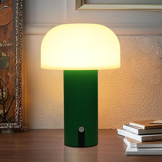 Outdoor Mushroom Rechargeable Table Lamp 9" Small Table Lamp 4000mAh Battery Waterproof Table Lamp Touch Control Stepless Lighting Bedside Table Lamps Night Lights for Bedroom Patio Home Decor