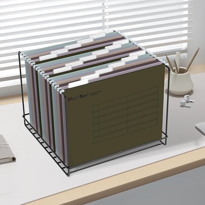 Merrynine Hanging File Folders Letter Size 18pcs, Paper Filing Cabinet Folders Organizer with 1/5-Cut Tabs and Inserts, Suspension File Organizers for Office School Home Hospital, Assorted Colors