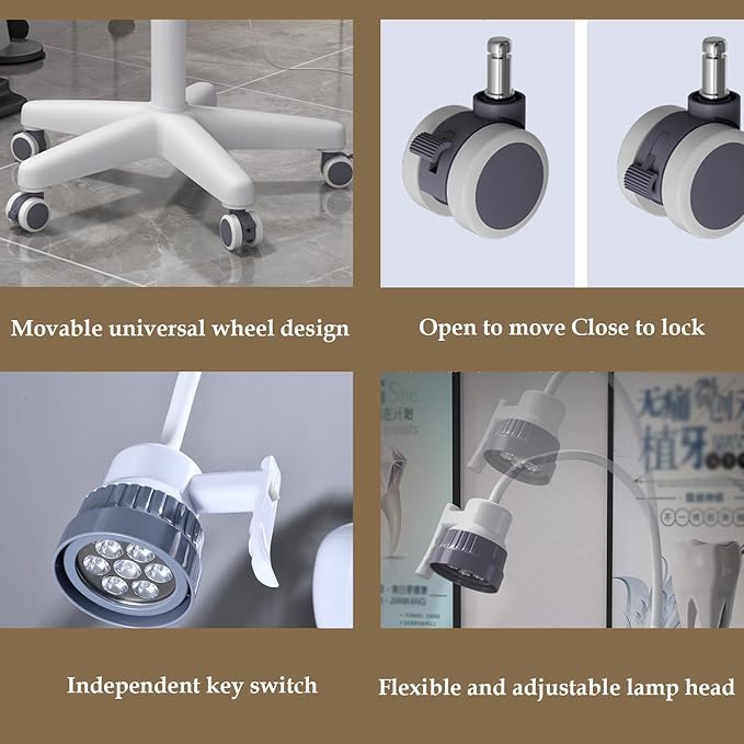 Surgical Examination Light Lamp 5W/12W Floor Stand Type Medical Exam Lamp, w/Universal Wheels Mobile Shadow Less Flexible Gooseneck LED Exam (12W Upgraded Inspection Light)