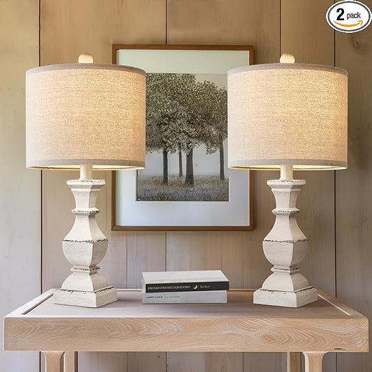 PoKat 20.5" Retro Table Lamps Set of 2 Nightstand Lamp for Bedroom Vintage Rustic Table Lamps for Living Room Traditional Nightstand Bedside Lamps, Suitable for Small Place