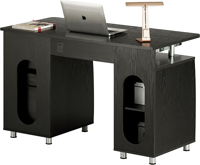Techni Mobili 47.25" Ergonomic Computer Drawers & File Cabinet for Home Office Storage, Espresso Writing Desk