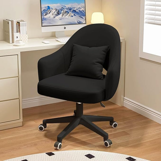Home Office Chair Velvet Vanity Chairs Cute Makeup Desk Chair with Wheels Mid Back Computer Chairs Height Adjustable Small Swivel Rolling Task Chair