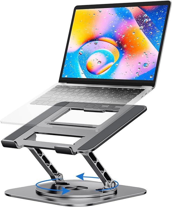 MCHOSE Laptop Stand with 360° Rotating Base, Foldable Adjustable Computer Holder, Ergonomic Design Compatible with MacBook Air Pro, Dell XPS, HP, Lenovo More 10-17" (A-Space Grey)