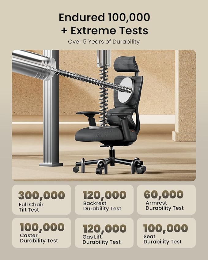 ProtoArc Ergonomic Office Chair for Home Office, High Back Desk Chair with Thick Spring Cushion, Adjustable Headrest, Armrests, Big and Tall Mesh Computer Chairs for Long Hours Sitting, EC100 - Black