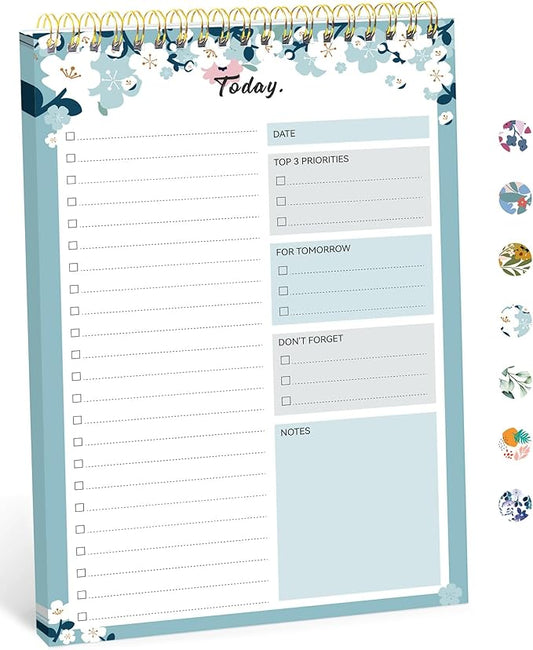 To Do List Pad - To Do List Notebook for Work with 52 Sheets, Undated Daily Planner Perfect for Daily Tasks and Goal Setting, To Do List Notepad Suitable for Office, Home and School - Blue Breeze