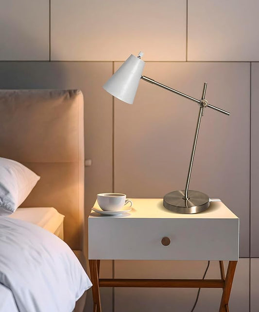 HarvestLand HaloBar Reading Lamps – Adjustable Black Table Lamps, Industrial Table lamp with Solid Base for Home Office, Study and Reading, Desk Lamps for Home Office