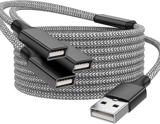 USB Splitter, 3.3FT USB A Male to 3 Female Extension Cable, USB Splitter 1 in 3 Out Support Charging and Data Transfer for Printer/Keyboard/Flash Drive/PlayStation/Laptop/LED Etc(Black)