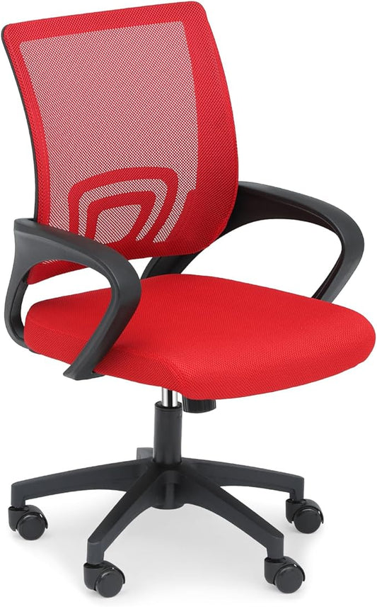 Athena Collection Computer Office Chair, Ergonomic Desk Chair with Rolling Wheels, Mesh Back Support and Height Adjustable, Small and Comfy for Home Office, Study, Red