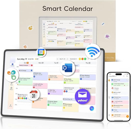 15.6" Digital Wall Calendar–2026 Smart Digital Calendar Planner w/Touchscreen Chore Chart, Meal Planner & Calendar Sync – Ideal Thanksgiving, Christmas & New Year Gifts for Moms, Parents & Families
