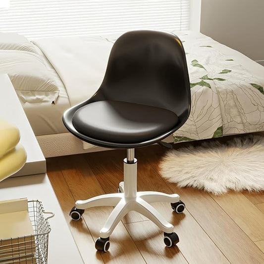 Small Desk Chair Cute Armless Task Vanity Chair with Soft Padded Cushion, Plastic Height Adjustable Home Office Chairs for Teens Girls