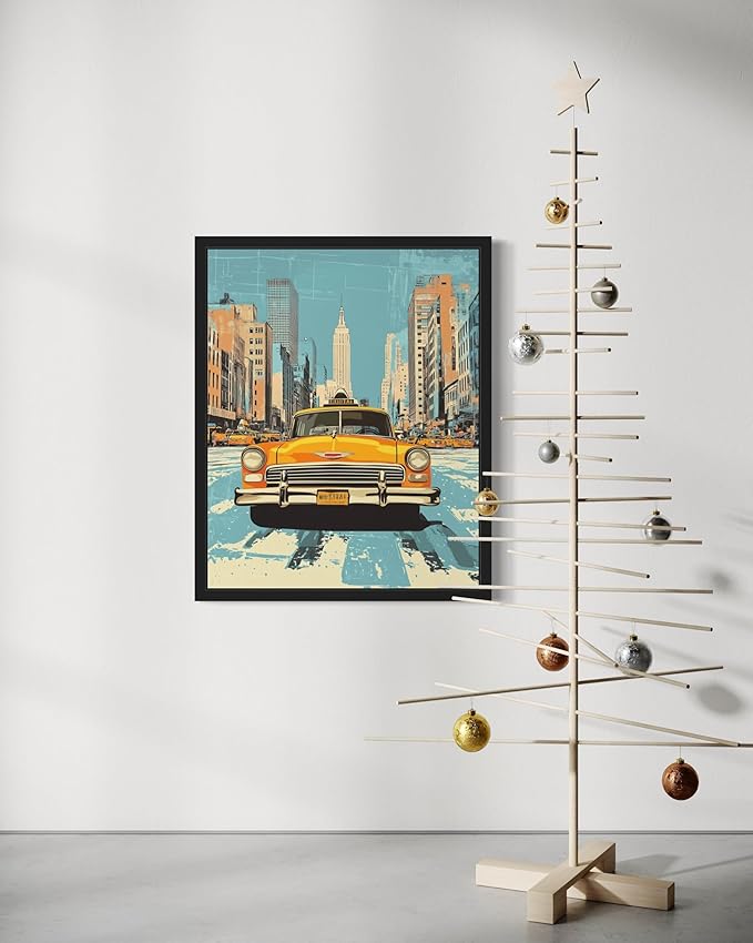 New York Taxi Pop Art Poster Print, Vintage Retro Wall Art Decor Paintings Classic Artwork for Bedroom Living Room Decorations. 43 (New York Taxi, 11 x 14 inches, Unframed)