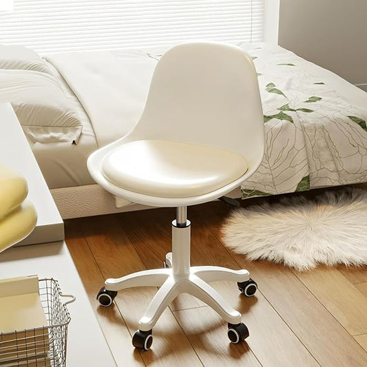 Small Desk Chair Cute Armless Task Vanity Chair with Soft Padded Cushion, Plastic Height Adjustable Home Office Chairs for Teens Girls