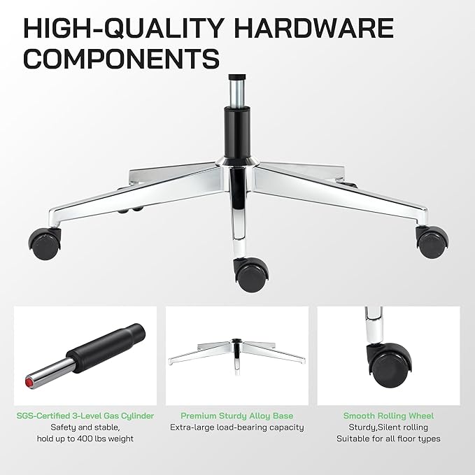 Mesh Ergonomic Office Chair with Footrest,High Back Mesh Gaming Chair with Lumbar Support,Adjustable Headrest and Armrests for Home Office Desk Chair
