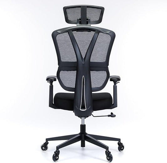 Ergonomic Office Chair - 400 lbs Capacity High-Back Mesh Computer Chair with Lumbar Support, Adjustable Headrest | Home and Gaming Desk Chair，Black