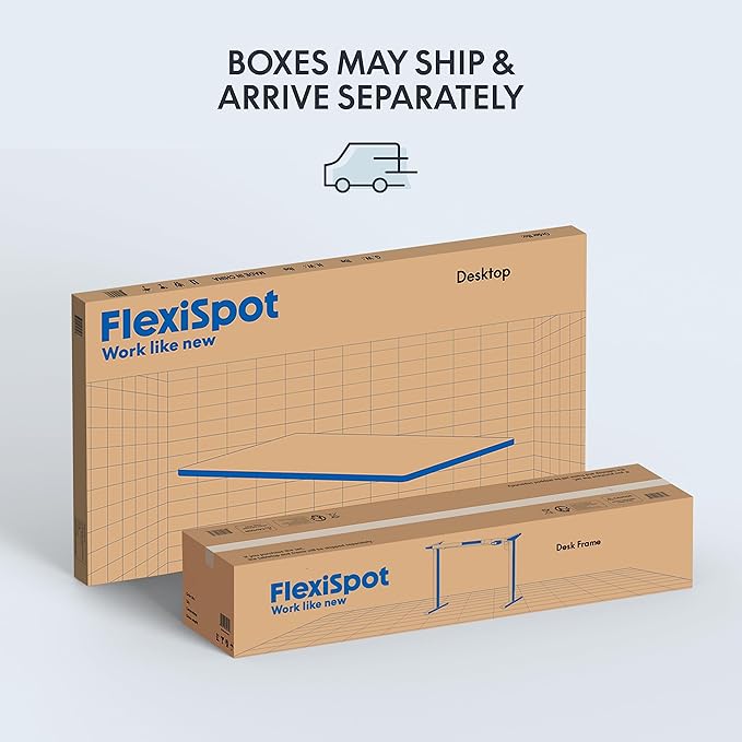 FLEXISPOT EN1 Whole-Piece Standing Desk 48 x 24 Inches Height Adjustable Electric Desk Sit Stand Desk Home Office Desks (Black Frame + White Table Top, 2 Packages)