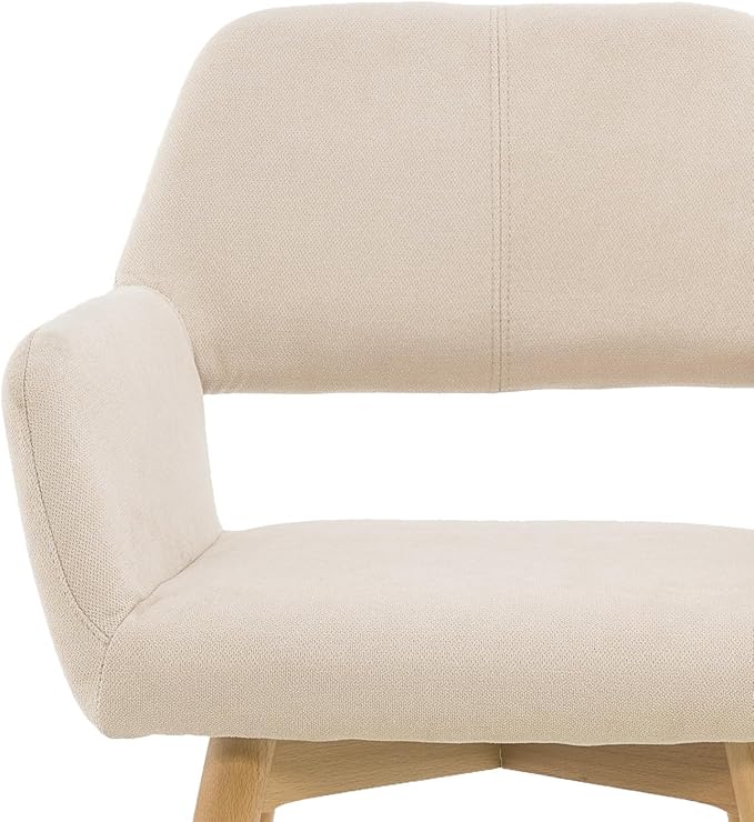 Mid Century Modern Dining Chairs Set of 4 & 2 & 6 Comfy Accent Chair Upholstered Kitchen Dining Living Room Chairs for Bedrooms Waiting Room Home Arm Desk Chair No Wheels (Beige, 4)