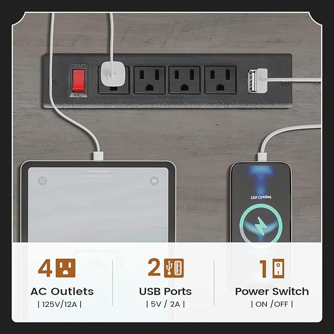 SEDETA 69" L Shaped Desk with Drawers and Storage, Farmhouse Computer Desk with File Drawers and Power Outlet, Corner Executive Desk with Storage Cabinet for Home Office, Grey