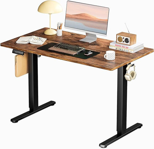 Electric Standing Desk, Adjustable Height Stand up Desk, 40x24 Inches Sit Stand Home Office Desk with Splice Board,Rustic Brown