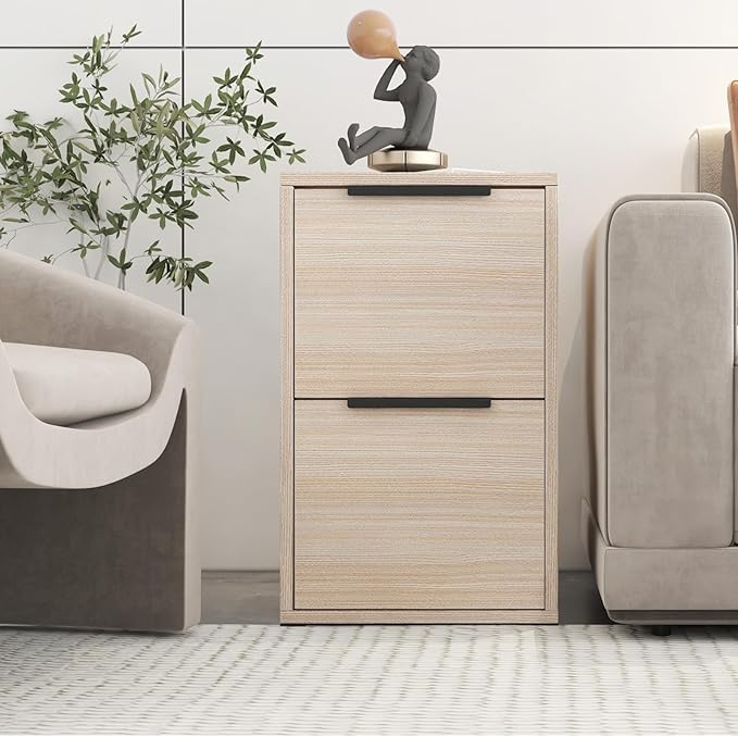 LUCYPAL 2 Drawer File Cabinet,Wood Filing Cabinet for Letter Size File Folders,Vertical Filing Cabinet with Hanging Bars for Home Office,Beige,15.75" D x 15.17" W x 24.01" H