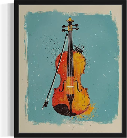 Violin Pop Art Poster Print, Vintage Retro Wall Art Decor Paintings Classic Artwork for Bedroom Living Room Decorations. 43 (Violin, 11 x 14 inches, Unframed)