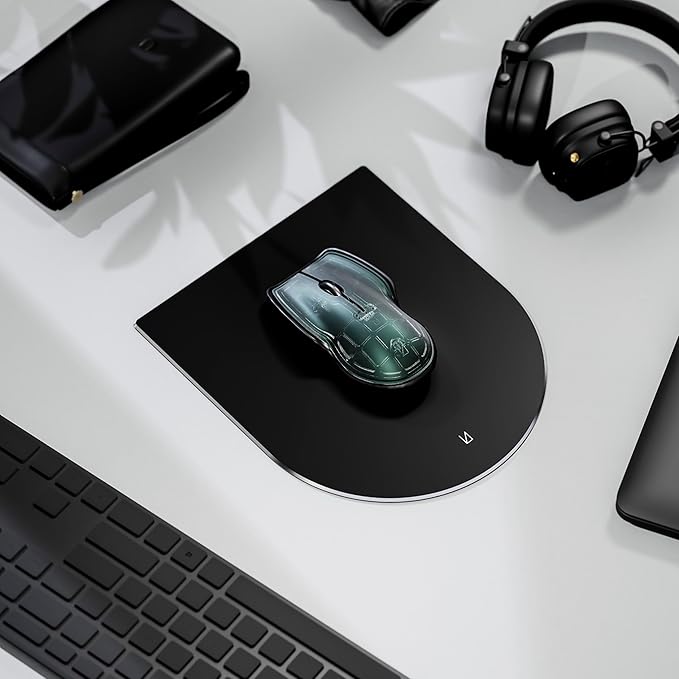 LUNAR ARTEFACTS Ambidextrous Rechargeable Bluetooth Wireless Computer Mouse Green Translucent with Black Powder Coated Aluminum, USB-C