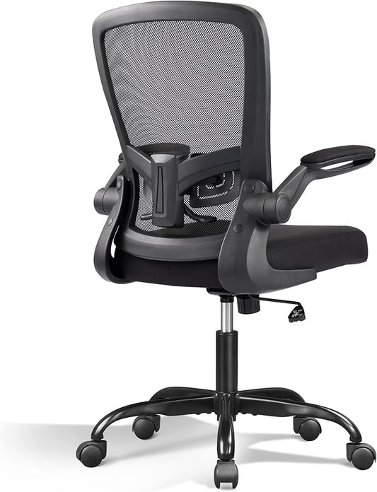 DEVAISE Office Chair, Ergonomic Desk Chair with Flip-up Armrests and Lumbar Support,Home Desk Chair Comfy with Adjustable Office Chair 300 lb Capacity, Black