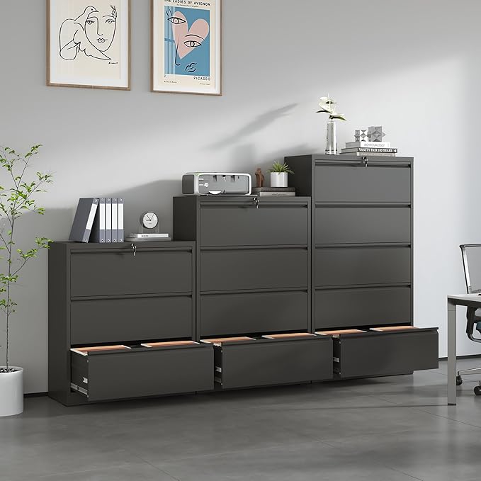 4 Drawer Lateral File Cabinet with Lock Heavy Duty Large Metal Filing Cabinet Home Office Cabinets Wide Steel Cabinets for Legal/Letter Size,Assembly Required