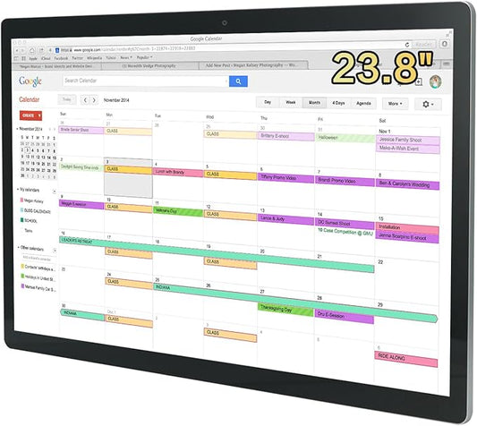 15.6 to 27 inch Touchscreen Digital Calendar & Wall Planners, Smart Whiteboard Calendar for Chore Chart & Work Schedule, Built in Speakers and Camera, Include Wall Mount & Desk Stand (23.8-inch)