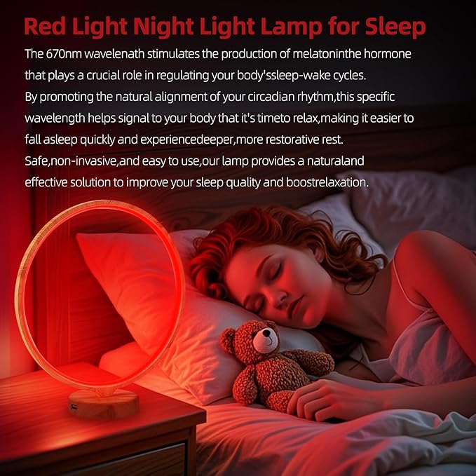 Red Light Therapy Night Light Lamp for Sleep 670nm Red Nightlight Desk Lamp with Multi-Color and Brightness Options Remote Control,Deep Relaxation and Improve Sleeping for Adults & Kids Bedrooms