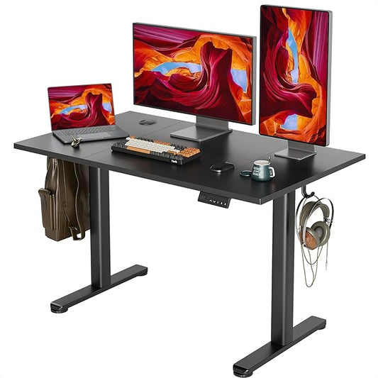 INNOVAR Electric Standing Desk, Adjustable Height 48 x 24 Inch Stand up Desk, Sit Stand up Desk for Home Office Computer Workstation, 3-Preset Memory Height Ergonomic Rising Desks, Black