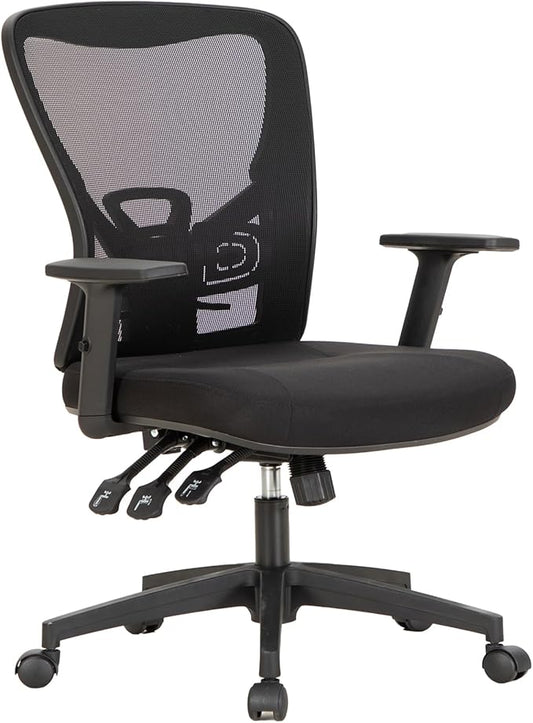 Sophia & William Ergonomic Rocking Mesh Office Desk Chair High Back, Modern 360° Swivel Executive Computer Chair with Height Adjustable Armrests, Lumbar Support, Black