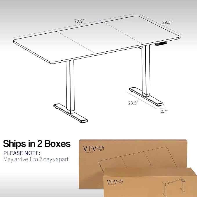 VIVO Electric 71 x 30 in Standing Desk, Memory Height Adjustment, 1B Series, Dark Gray Top Black Frame, DESK-KIT-1B7G