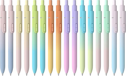16 Pack Black Pens - 1.0mm Medium Point Ballpoint Pens | Smooth Writing Retractable Black Ink Pen for Nurses, Women, Adults, School, Office (Gradient-16pcs)